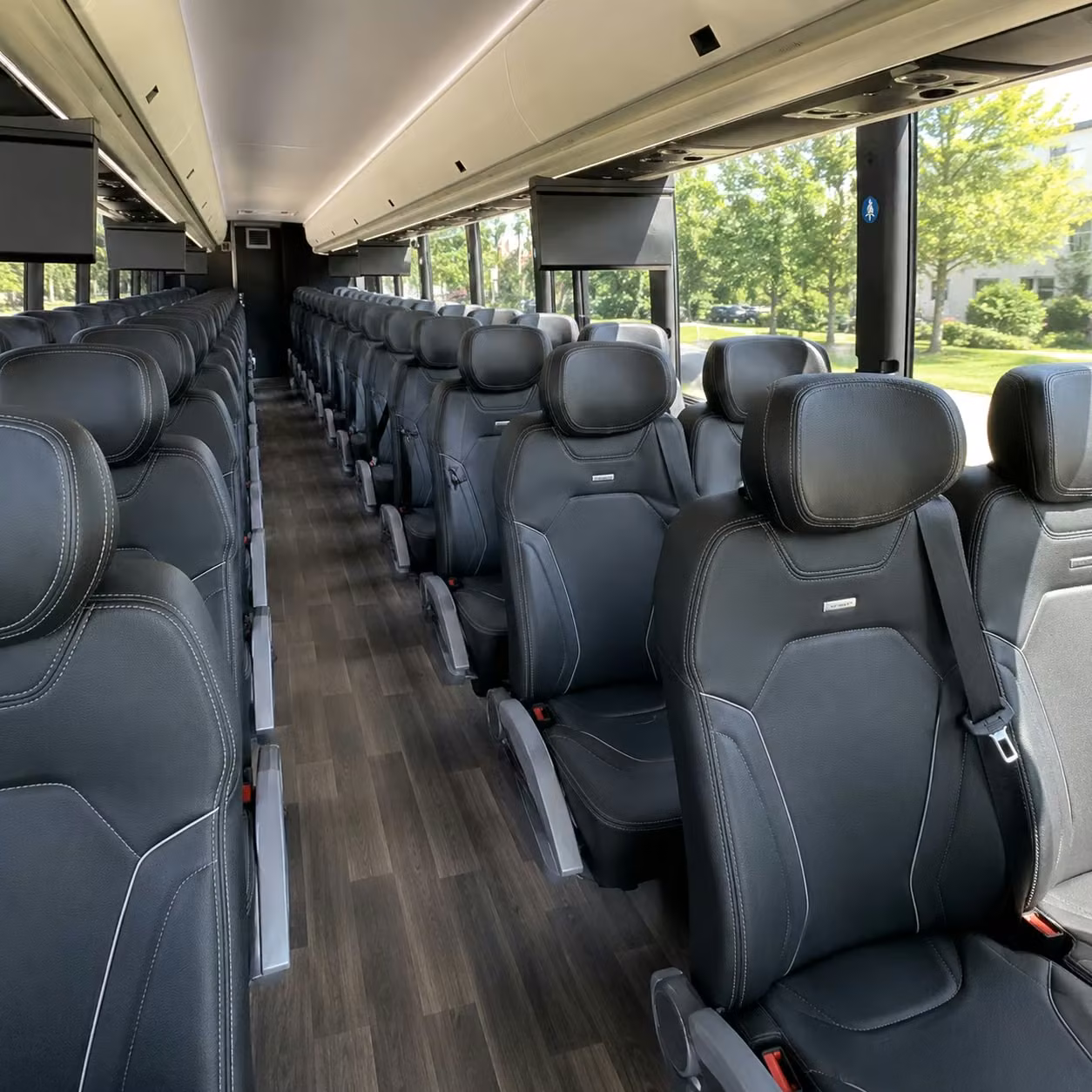 56 passenger charter bus inside